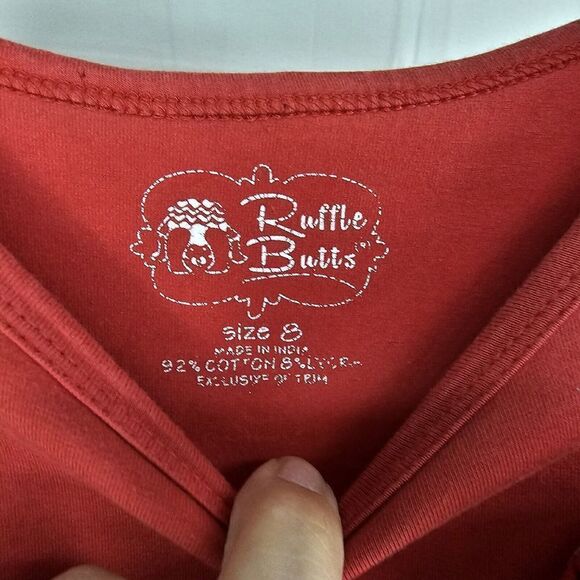 Ruffle Butts 3/4 Bell Sleeve Girls Size 8 Ruffle Top Red Blouse Tunic - Picture 4 of 5